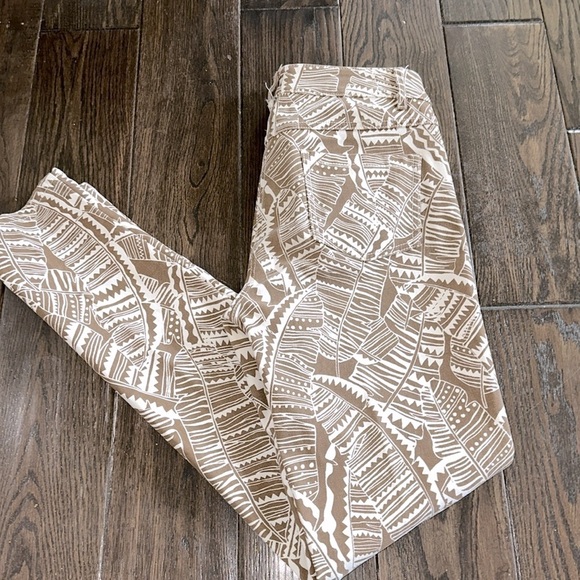 J McLaughlin brown & white safari print denim pants size 4 - Picture 4 of 8